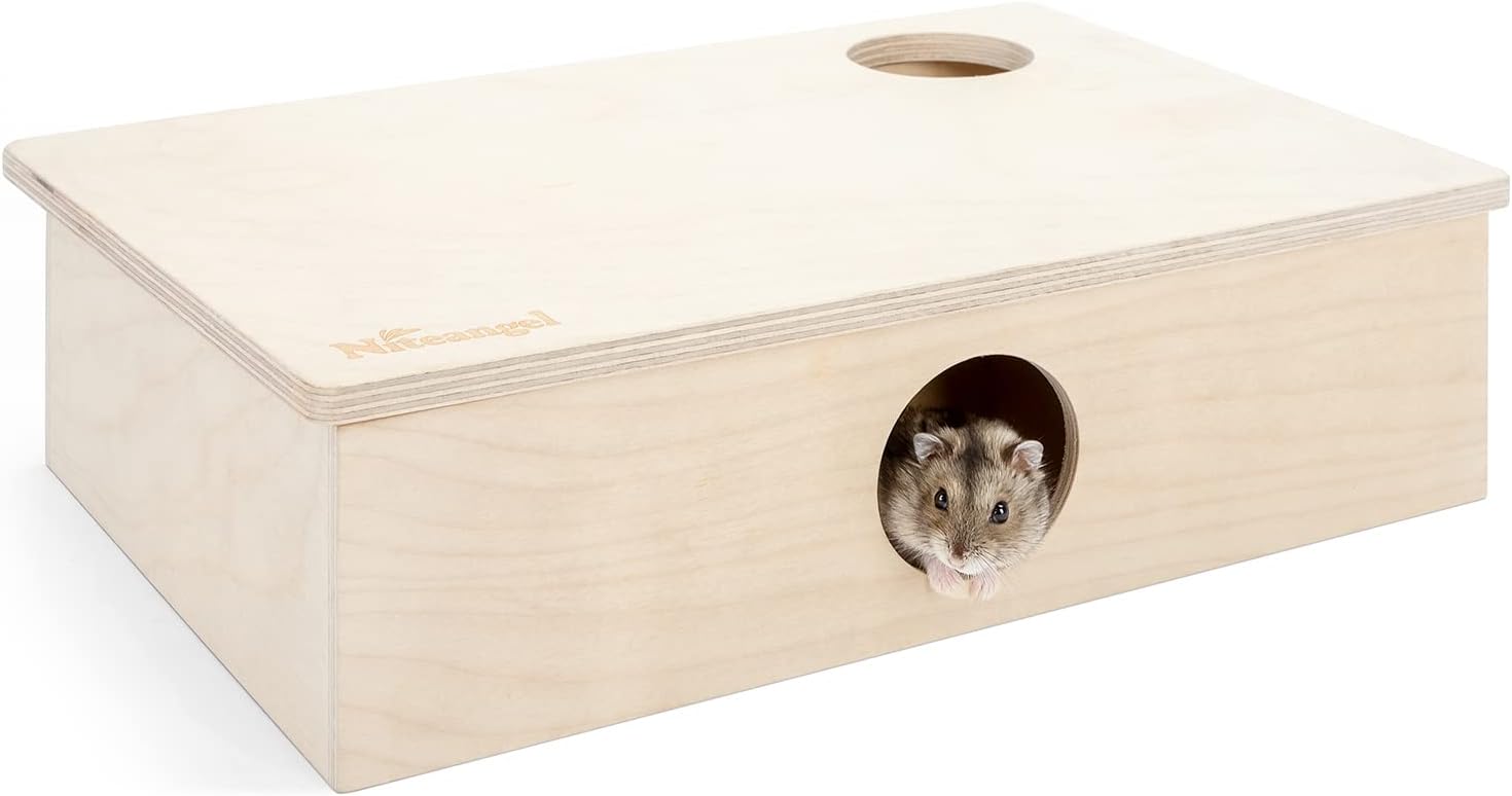 Multi-Chamber Hamster House Maze: 2 Entrance 6 Rooms Maze Habitat | No-Disturb Removable Lid - Encourage Pets Hide and Explore Freely Hideout & Tunnel Maze Toys for Hamster Gerbils Mice Lemming
