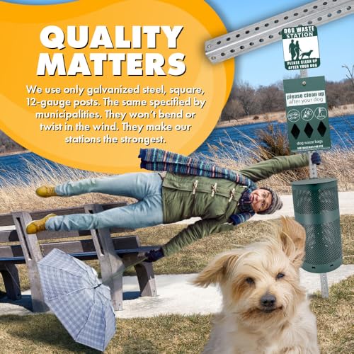Aluminum Dog Waste Station - Colorful Paws | Matte Black - view 3
