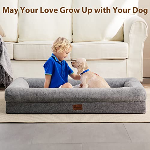 Orthopedic Dog Bed for Large Sized Dogs – Washable Dog Couch Bed with Bolster Sides, Removable Waterproof Cover, Non-Slip Base, Comfortable Pet Bed for Better Sleeping - view 3