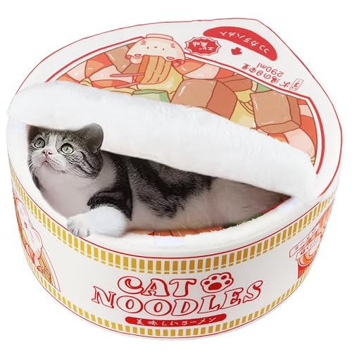 Ramen Noodle Cute Cat Bed,Soft Warm Washable Kitten Bed