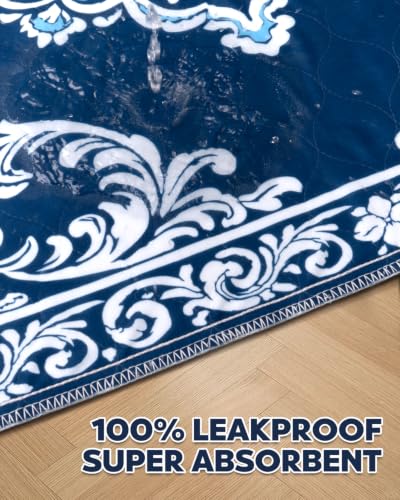 Non-Slip Washable Pee Pads for Dogs, Super Absorbent (Navy Blue, 2 Pack) - view 2