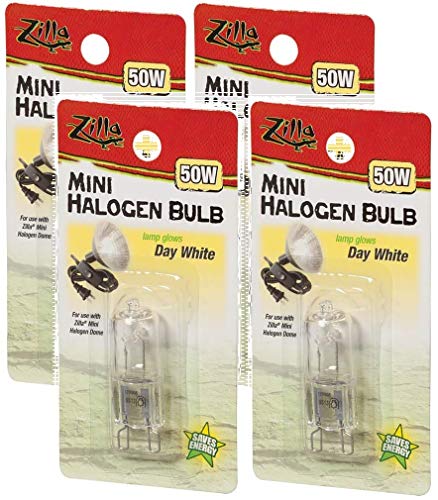 4 Pack of Reptile Terrarium Heat Lamps Mini Halogen Bulb, Day White, 50 Watts