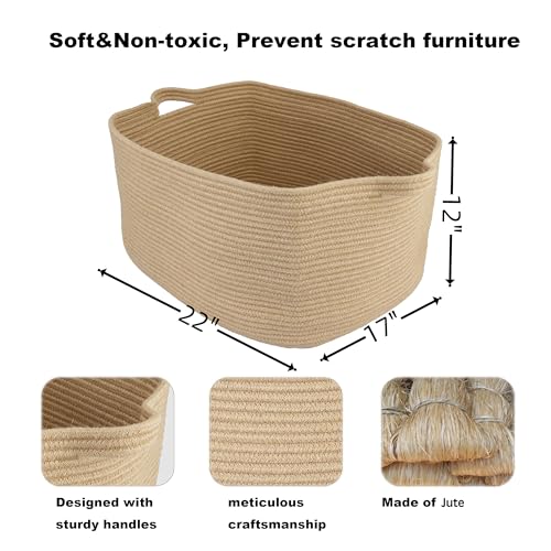 Large Rectangle Woven Jute Rope Storage Basket 22"x17"x12" - view 2