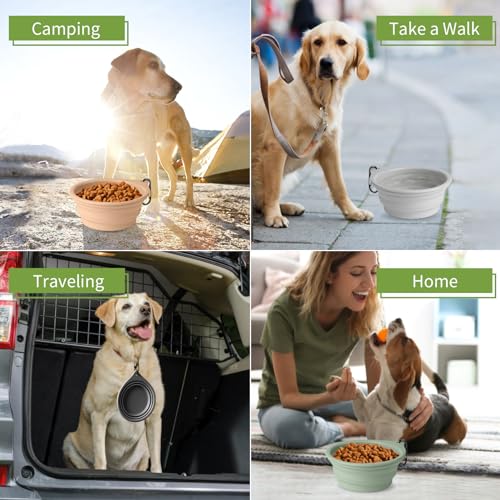 Dog Bowl Pet Travel Collapsible Bowls 2 Pack, Portable Foldable Cats Dogs Water Dish Puppy Bowl for Walking Parking Traveling, Silicone One-Piece Molded Rim No Fall Off or Crack BPA Free - view 5
