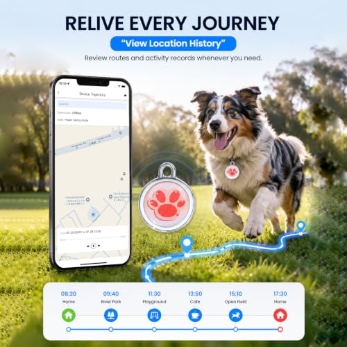 GPS Tracker for Dogs, Smart Pet Tracker Collar, Real-Time Location Tracking, Pet Location Tracker, No Monthly Fee, No SIM Card, IP68 Waterproof, History Log, Audible Alerts, iOS & Android Compatible - view 5