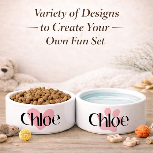 Custom Dog Bowl | Personalized Pet Feeding Bowl with Name for Food or Water | Microwave & Dishwasher Safe Ceramic Dish | Gift Idea for New Puppy Owners | White – Large - view 3