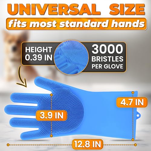 2-in-1 Cat and Dog Washing Gloves with 3000 Soft Bristles (Blue) - view 2