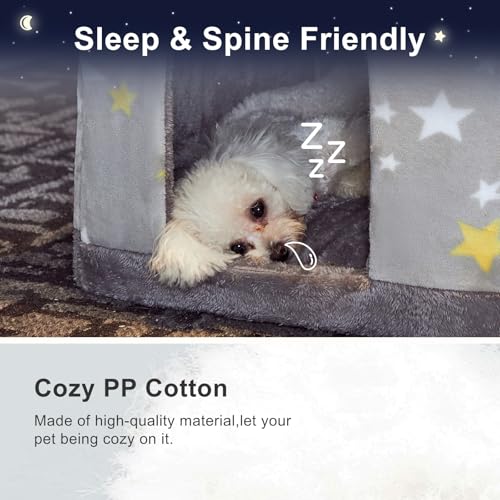 Cute Indoor Dog Houses, Dog Bed with Cover Cave,Soft Cozy Dog Cave Bed,Grey - view 3