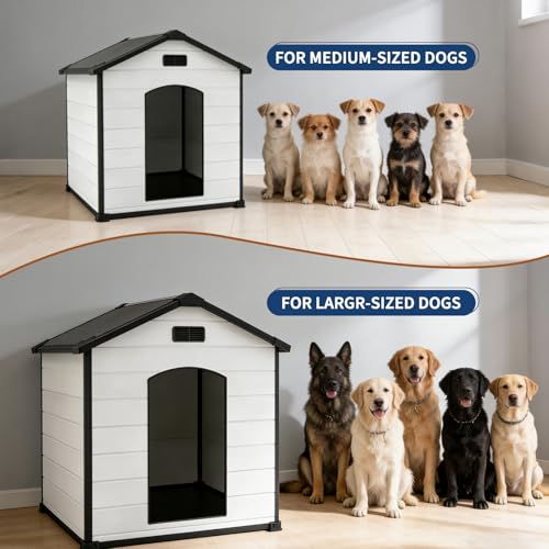 54" Large Outdoor Dog House for Two Big Dogs, Cement Gray - view 4