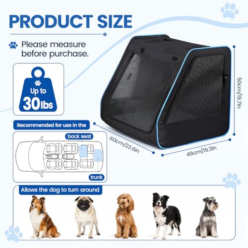 Dog Car Seat, Enclosed Carrier for Pets Travel Safety Dog Crate Soft-Sided Covered Car Kennel Carrier - view 2