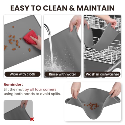 Pet Food Mat Grippymat Dog Bowl Mat, 24" L x 16" W, Deep Green - view 6