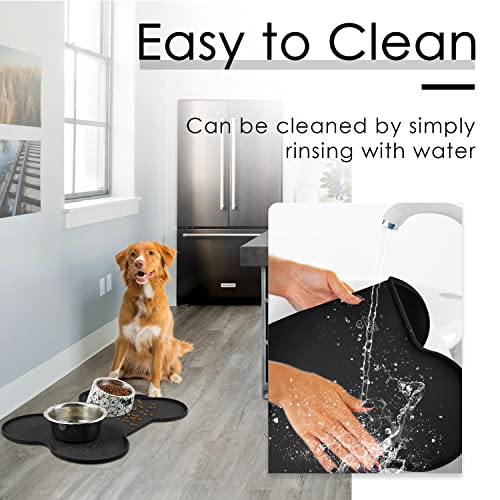 Dog Food Mat Bowl Mat for Floors Waterproof Silicone Cat Dog Feeding Mat for Food and Water Pet Placemat Non Spill Puppy Dish Tray Non Slip Bone Shaped Small Medium Large Pet Accessories - view 5