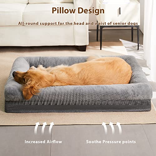 Orthopedic Dog Bed for Large Sized Dogs – Washable Dog Couch Bed with Bolster Sides, Removable Waterproof Cover, Non-Slip Base, Comfortable Pet Bed for Better Sleeping - view 2