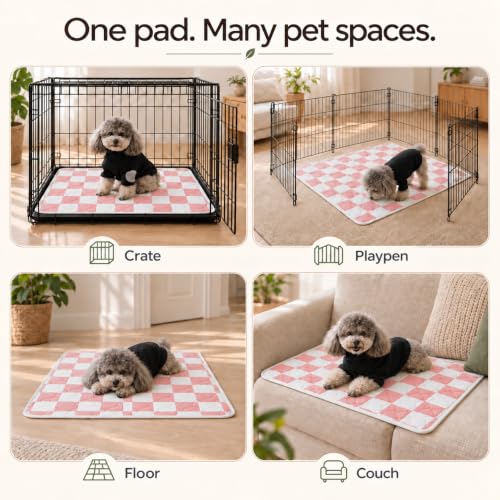 2 Pack Pink Checkered Washable Pee Pads for Dogs, Checkered Reusable Dog Pee Pads, for Puppy Playpen, Crate, Whelping Box, Potty Training, Cute Aesthetic Absorbency, Leak-Proof Non-Slip - view 6