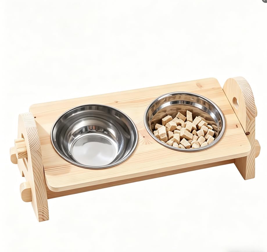 2-in-1 Elevated Cat Dog Bowls Stand with Non-Slip Mat, Adjustable Double Pet Food Dish Holder for Small Medium Pets, Anti-Spill Feeding Station - view 3