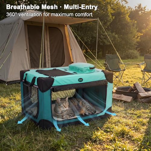 Collapsible Travel Pet Crate for Cat Doggie, 24x16x16 inches, Green - view 6