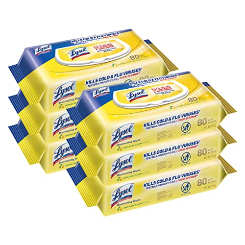Disinfectant Handi-Pack Wipes, Multi-Surface Antibacterial Cleaning Wipes, for Disinfecting and Cleaning, Lemon and Lime Blossom, 480 Count (Pack of 6)