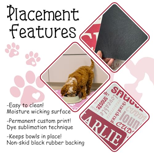 Personalized Dog Cat Food Mat Non-Slip Custom Dog Feed Placemat Water Absorbent Customized PU Mats for Pet Food and Water-Style6 - view 5