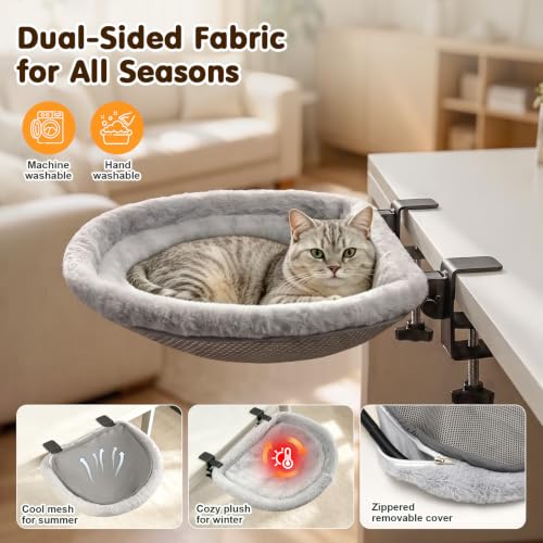 Foldable Large Cat Desk Bed, Hanging Cats Bed with Dual Clamps - view 5