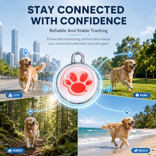GPS Tracker for Dogs, Smart Pet Tracker Collar, Real-Time Location Tracking, Pet Location Tracker, No Monthly Fee, No SIM Card, IP68 Waterproof, History Log, Audible Alerts, iOS & Android Compatible - view 2