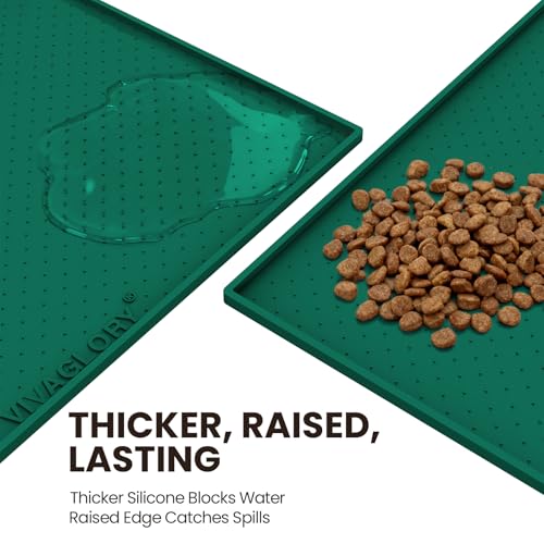 Pet Food Mat Grippymat Dog Bowl Mat, 24" L x 16" W, Deep Green - view 2