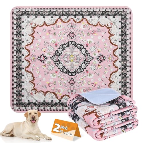 Washable Pee Pads for Dogs, 2 Pack Super Absorbent Reusable Puppy Training Pads Waterproof, Nonslip and Leak-Proof Dog Pee Pads, Large Pet Mats Whelping Pads for Floor, Crate, Couch, 36"x41"