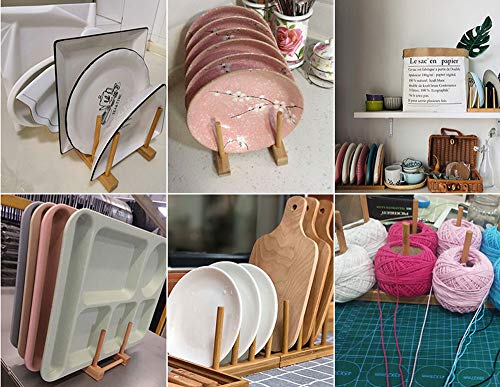 4 Pack Bamboo Dish Drying Rack, Plate Rack Stand Pot Lid Holder, Dish Organizer Racks for Plates, Cups, Bowls, Cutting Board, Drying Rack Stand Drainer, Kitchen Cabinet Organizer - view 7