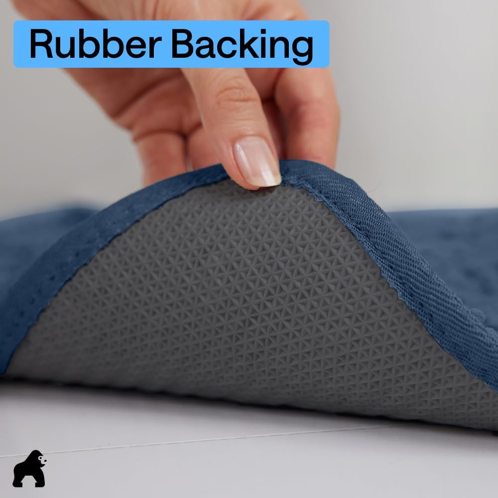 Dog door mat, 48x30 machine washable rug absorbent doormat captures moisture mud dirt, quick dry soft chenille entryway rugs indoor entrance mats for dog paws, navy blue - view 4