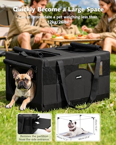 Large Cat Carrier, Soft Double Pet Crate for 2 Cats Travel,Dark Gray - view 7