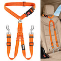 Double Dog Car Seat Belt, No Tangle Headrest Restraint