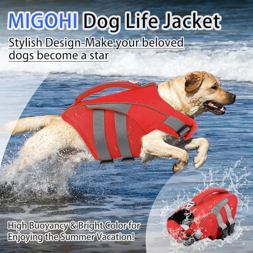 Dog Life Jacket,Reflective Dog Life Vest for Swimming Boating,Ripstop Dog Swimsuit with Rescue Handle,Adjustable Pool Float for Small Medium Large Dogs,Pet Safe Lifesaver with Superior Buoyancy - view 3