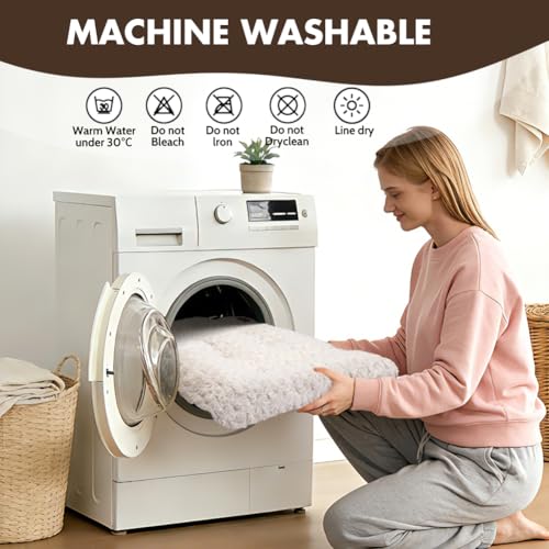Dog Bed Crate Pad - Rosette Pattern White Velvet Pet Bed Anti-Slip Comfy Kennel Pad for Crates Rosette White M - view 4