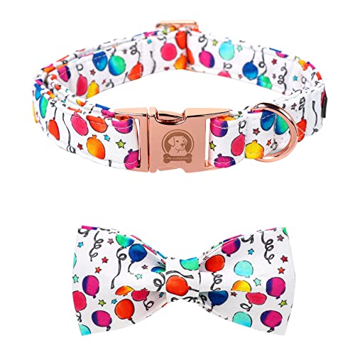 MR. CHUBBYFACE· Ballon Dog Collar with Bowtie, Cute Birthday Balloon Dog Collar with Metal Buckle, Adjustable Pet Collar for Small Medium Large Dogs