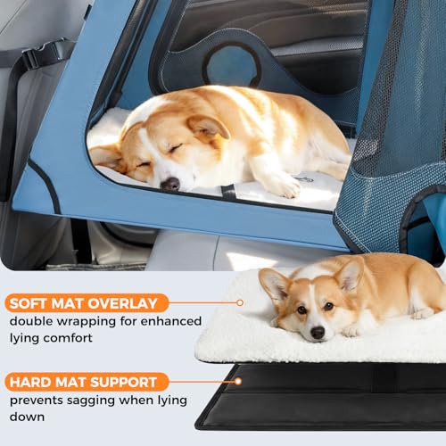 Portable Dog Crate for Car Travel,Metal Frame Pet Crate,Pet Carrier for Car Back Seat Secures with Headrest Strap and Seatbelt,M - view 4