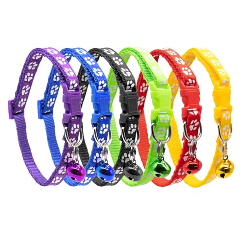 6 PCS Puppy Collars with Bell, for Small Dog Cats, 19-32 cm