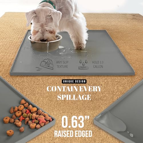 18x10 Waterproof Silicone Dog Food Mat, Raised Edge Placemat - view 3