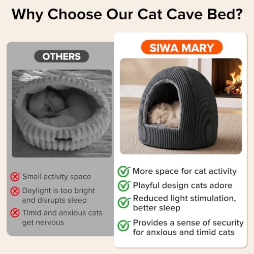 2-in-1 Cat Beds for Indoor Cats Cave Enclosed Bed with Washable Pillow - view 3