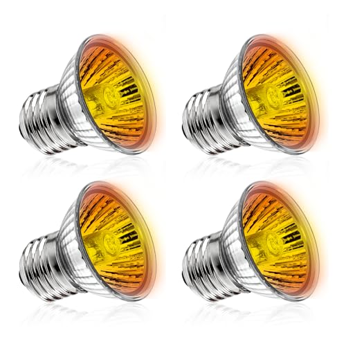 Reptile Heat Lamp Turtle Heating Light 4PCS 50W UVA UVB Heat Bulb Simulated Sunlight Basking Spot Lamp for Reptiles Lizard Amphibian Bearded Dragon Snake