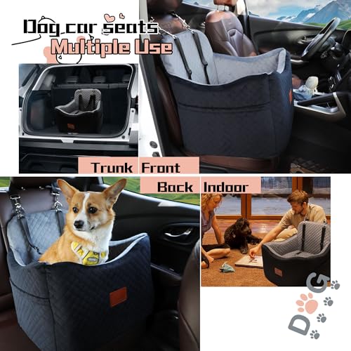 Dog Car Seat for Small/Medium Dogs,Pet Booster Seat with Harness,Memory Foam and Velvet,Safety Comfy Car Travel Pets Carrier,Interior Elevate,Washable and Detachable,Storage Pocket.(H-Black/Brown) - view 5