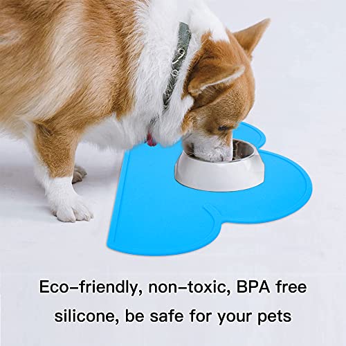 Pet Food Mats–Dog Cat Feeding Mat Top Grade Cloud Silicone Pad Anti-Slip Waterproof Anti-Slip Bowl Placemat (Light Blue) - view 5