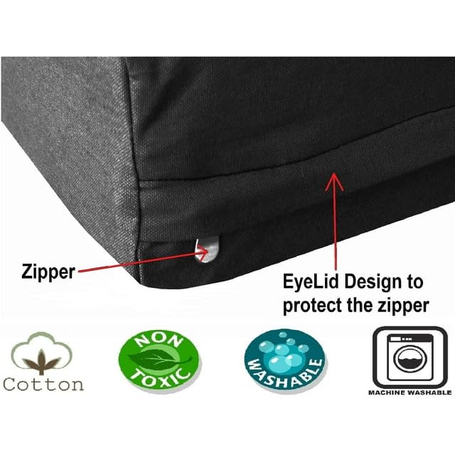 Orthopedic Gel Cooling Memory Foam Pet Bed with Waterproof Liner and External Black Canvas + Bonus Microsuede Antislip Covers for Small to Medium Dogs 35X20X4 Inches - view 4