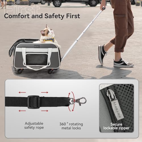 Cat Carrier with Wheels, Removable Spinner Wheels, Up to 13 lb - view 4