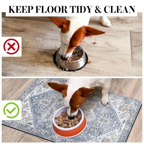 Dog Food Mats for Floors Absorbent, Pet Cat Food Mat - Non Slip Dog Bowl Mats for Food and Water, Eco-Friendly Boho Dog Placemats Feeding Mat Pet Supplies - view 3