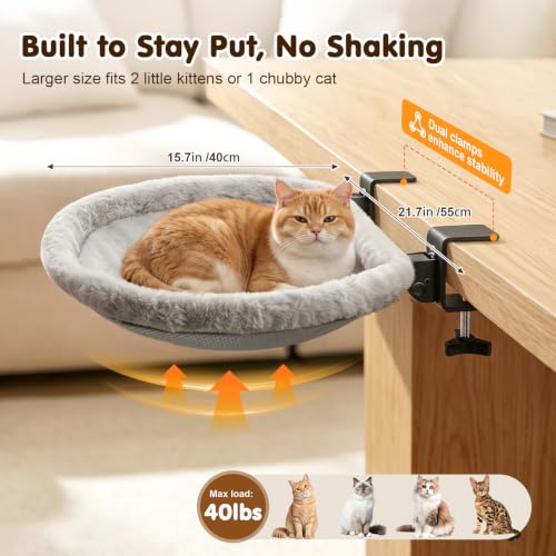 Foldable Large Cat Desk Bed, Hanging Cats Bed with Dual Clamps - view 3
