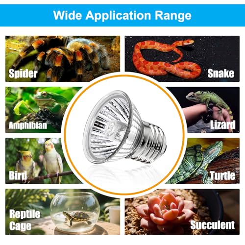 Reptile Heat Lamp Turtle Heating Light 4PCS 50W UVA UVB Heat Bulb Simulated Sunlight Basking Spot Lamp for Reptiles Lizard Amphibian Bearded Dragon Snake - view 6
