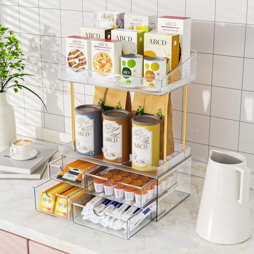 4-Tier Clear Makeup Organizer Bathroom Storage - view 4