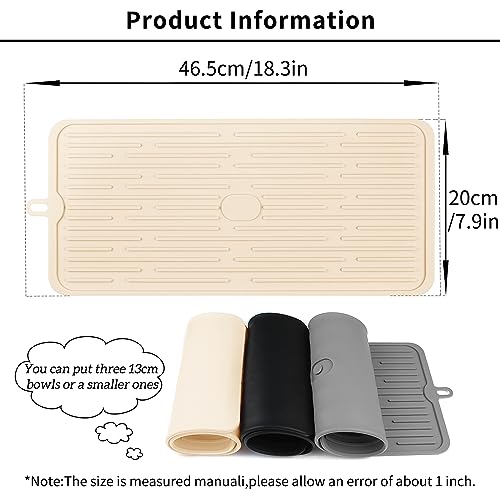Pet Placemat for Dog and Cat, Anti-Slip Waterproof Dogs Feeding Mat Prevent Food and Water Overflow, Bowl Mats Suitable for Medium and Small Pets, Beige, Silicone - view 2