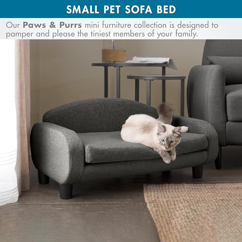 Cat Sofa Bed, Pet Couch for Indoor Cats Elevated Cat Beds with Removable Washable Mattress Cover for Kitten, Puppy or Small Animal- 31.5" Wide, Gray - view 6