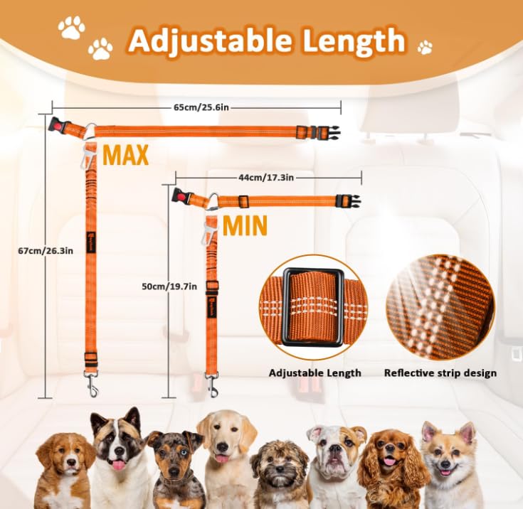 Removable Dog Seat Belt Harness for Car, 3 in 1 Pet Seatbelt Leash - view 7