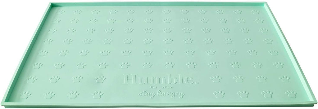 Food mat feeding tray - non-slip, anti-spill, raised dog food bowl mat, easy clean waterproof - premium quality silicone - perfect for dogs and cats, 24"x16" (cool mint) - view 5